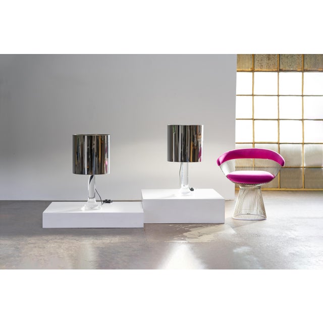 Mid-Century Modern Acrylic Glass Table Lamps by Luigi Massoni for Guzzini, Italy, 1970s, Set of 2 For Sale - Image 3 of 11
