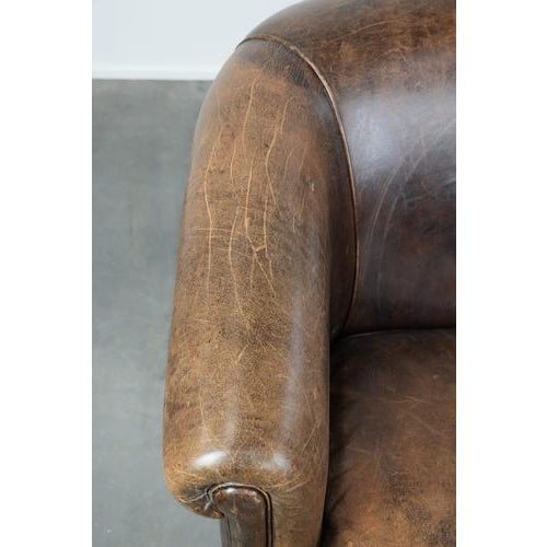Animal Skin Vintage Two-Seater Sofa in Cognac-Colored Sheepskin Leather For Sale - Image 7 of 17