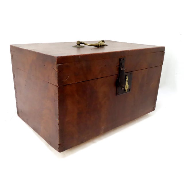 Victorian Mid 19th Century Antique Faux Burl Mahogany Grain Painted Document Box For Sale - Image 3 of 13
