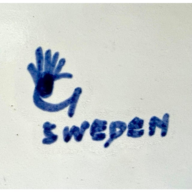 Signed Stig Lindberg Faience Ceramic Hand Painted Mirror for Gustavsberg - Sweden 1940-50. For Sale - Image 6 of 7