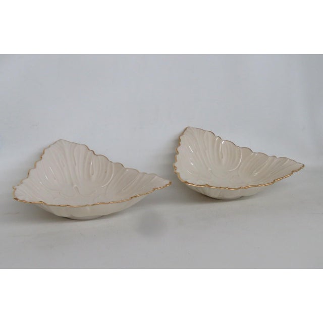 Lenox China Triad Ivory Porcelain Dish Pair of 2 Triangular Bowls Gold Rim 4932b For Sale - Image 13 of 15