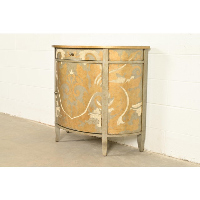 French Italian Neoclassical Paint Decorated Demilune Cabinet For Sale - Image 3 of 15