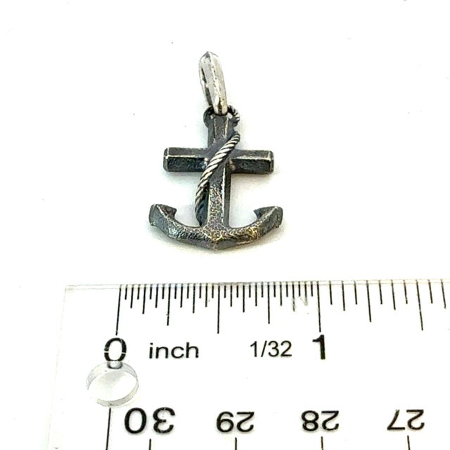 1990s 1990s David Yurman Maritime Anchor Pendant Sterling Silver Estate For Sale - Image 5 of 6