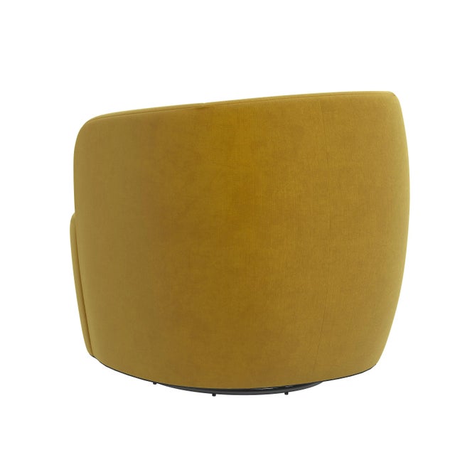Charlie Swivel Chair in Luxe Citronella Velvet For Sale In Chicago - Image 6 of 7