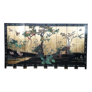 Chinese Export 8 Panel Coromandel Gold Leaf Lacquer Folding Screen Room Divider For Sale
