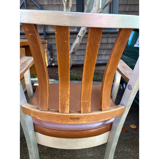 Industrial Vintage Shaw Walker Industrial Armchair in Wood and Brushed Steel - Restoration Project For Sale - Image 3 of 8