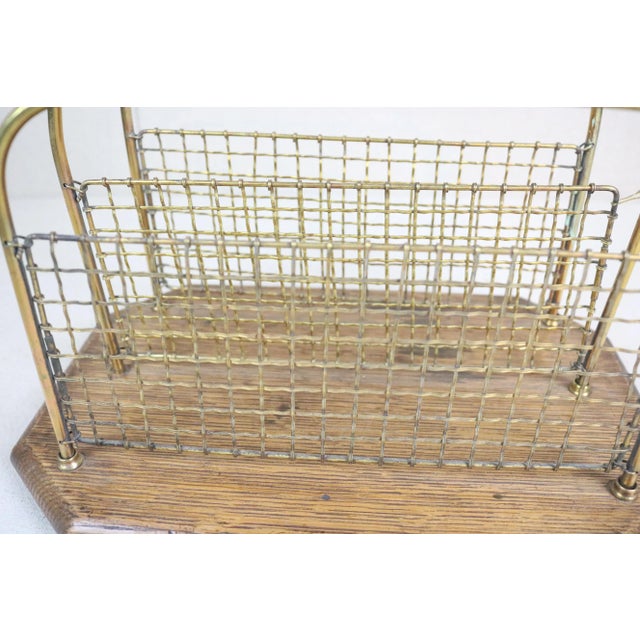Early 20th Century Edwardian Period Oak and Brass Magazine Stand For Sale - Image 5 of 7