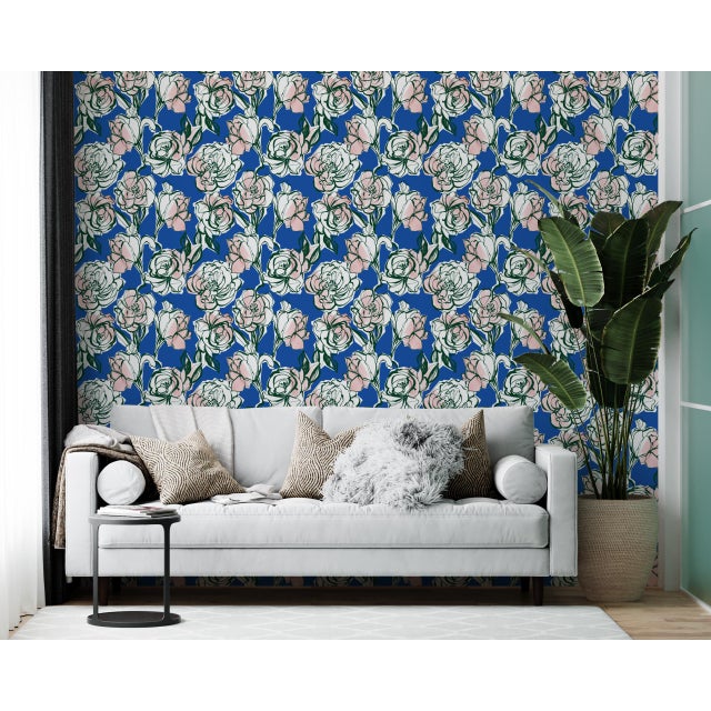Sample Soicher Marin Floral Wash Wallpaper in Blue Chairish