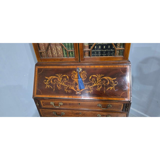Georgian Inlaid Bureau Bookcase, 1790s For Sale - Image 6 of 18