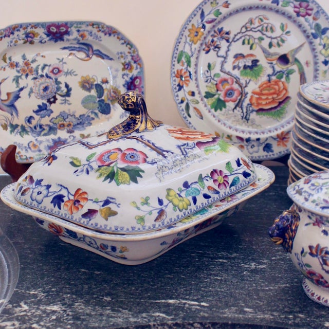 Early 19th Century Set of English Ironstone Porcelain “Flying Bird” Pattern Dinner Service- 24 Pieces For Sale - Image 5 of 12