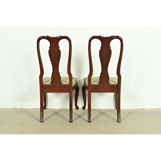 Ethan Allen Queen Anne Carved Cherry Wood Dining Chairs, Set of Four For Sale - Image 11 of 13