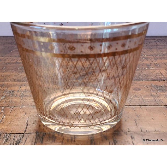 Vintage Glass With Gold Design Mid Century Ice Bucket, 1950s For Sale In New York - Image 6 of 6