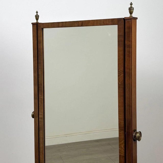 20th Century English Edwardian Inlaid Mahogany Cheval Mirror, 1890s For Sale - Image 9 of 12