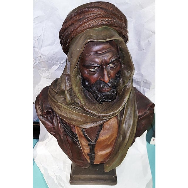 Late 19th Century Saracen Terracotta Nubian Arab Bust After Guluche For Sale - Image 9 of 13