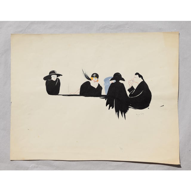 Roger Guit 1899 Pessac-sur-Dordogne (Gironde) - 1978 Labruyère ‘Group of people dressed elegantly in black (theatergoers)’...