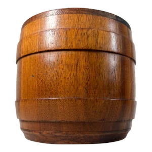 1970s Vintage Walnut Wood With Cork Interior Small Barrel Container