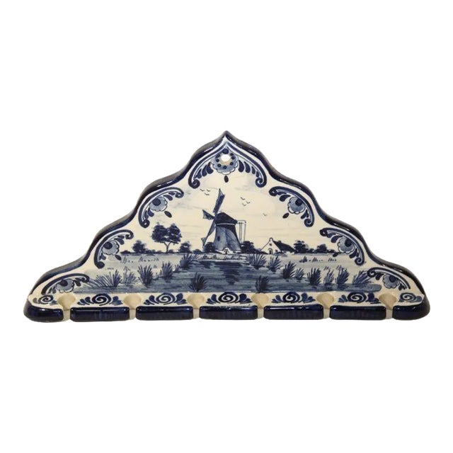Vintage Blue and White Delft Porcelain Spoon Rack For Sale