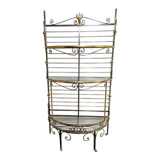 1970s Vintage Italian Brass & Metal French Baker's Rack For Sale