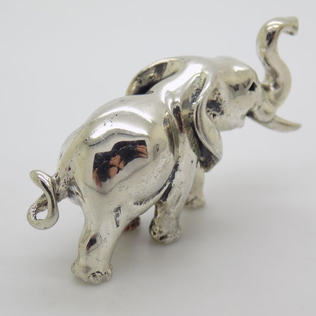 Metal Vintage Italian Handmade Genuine Silver Elephant Figurine Sculpture Miniature For Sale - Image 7 of 11