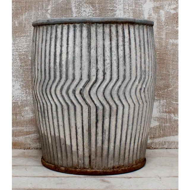 Fantastic original galvanised Dolly Tub, used as a garden pot or planter featuring a ribbed design and rolled edge top and...