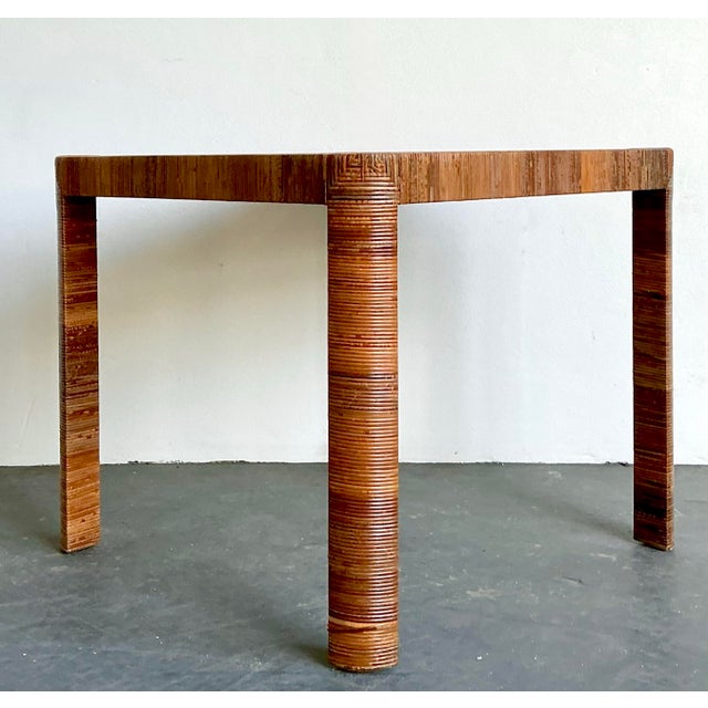 Late 20th Century Vintage Bielecky Brothers Wrapped Rattan Game Table For Sale - Image 5 of 12