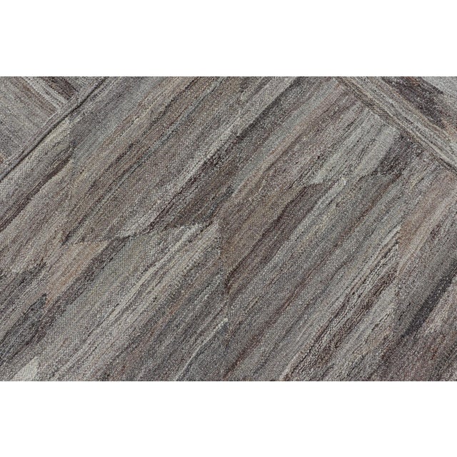 Neutrals, Charcoal, Gray and Brown Afghan Modern Kilim Geometric Design 8'6"x11'3" For Sale - Image 11 of 11