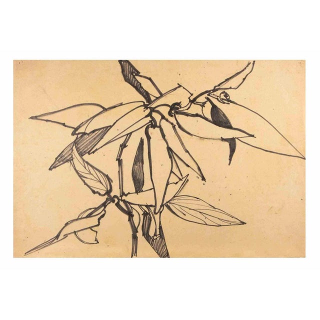 Flowers is a Color Marker Drawing realized by Reynold Arnould (Le Havre 1919 - Parigi 1980). Good condition on a yellowed...