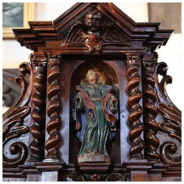18th Century 18th Century French/Spanish Baroque Painted Chestnut Saint Reliquary Statue For Sale - Image 5 of 6