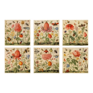 Gallery Wall Installation 'Insects and Flowers' Botanical Floral Prints | Unframed For Sale