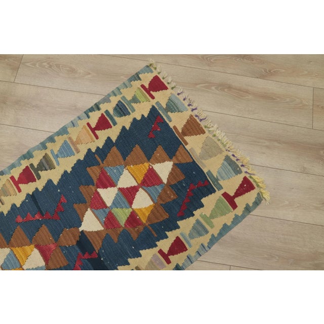 1960s Farmhouse Style Blue Anatolian Cappadocia Kilim Rug For Sale - Image 11 of 13