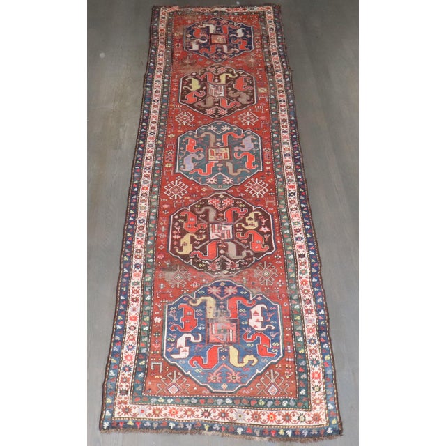 Early 20th Century Distressed Cloudband Karabagh Runner - 3'5" x 12'8" For Sale In New York - Image 6 of 10