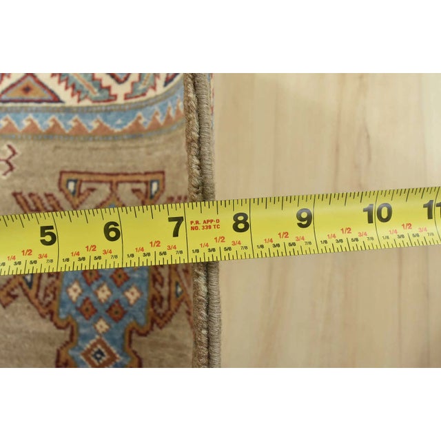 Kazak Runner 2’8” X 9’8” Brown Wool Tribal Hand-Knotted Oriental Rug For Sale - Image 10 of 12