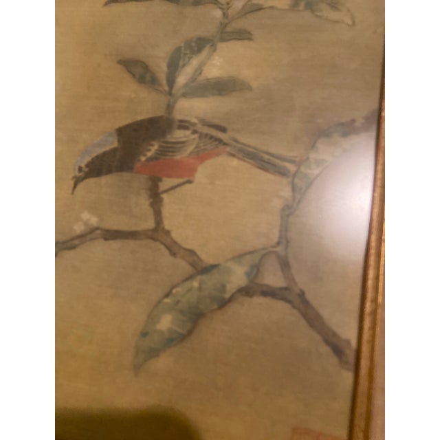Antique Chinese Export Silk Bird Painting – Framed For Sale - Image 10 of 12