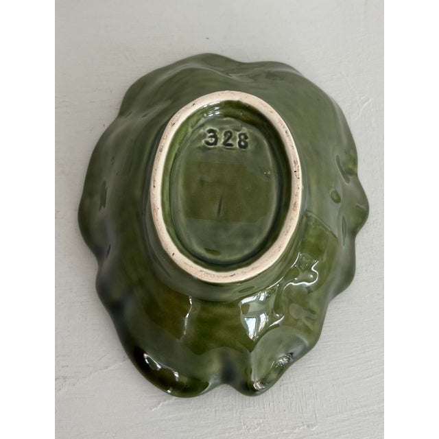 Mid 20th Century Vintage Olfaire Majolica Cabbage Leaf Bowl For Sale - Image 5 of 6