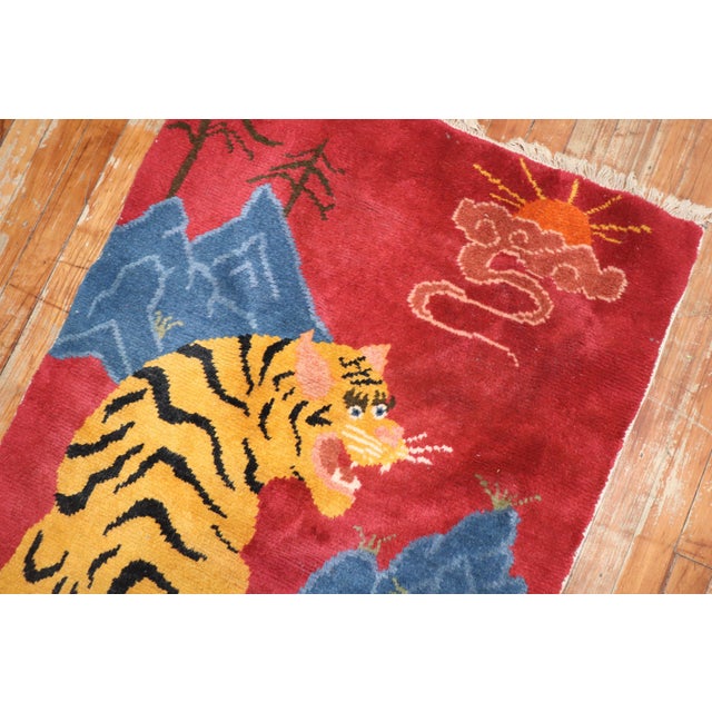 Vintage Zabihi Collection Tiger Tibetan Rugs - A Pair - 2'8" x 4'9" For Sale - Image 9 of 9