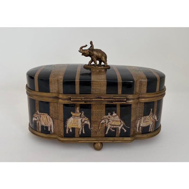 Brass Large Vintage Castilian Imports Elephant Procession Box For Sale - Image 8 of 13