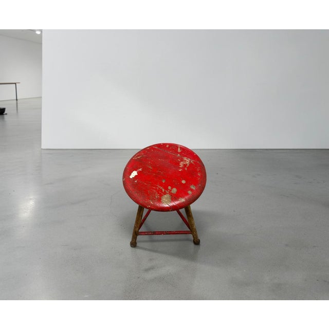 Early 20th Century Brutalist Workshop Stool in Steel and Wood, Germany For Sale - Image 6 of 8