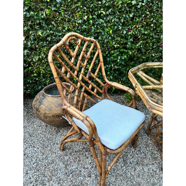 1960s Bamboo Dining Table & Matching Chairs in The Style of Louis Sognot, France- Set of 3 For Sale - Image 9 of 12