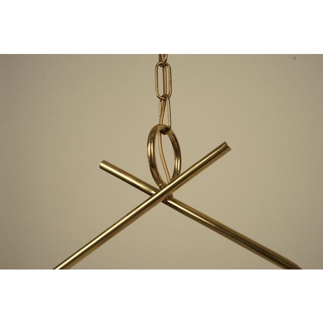 Mid-Century Brass Pendant Lamp with Textured Glass Shade by R. Nikoll, Austria, 1958 For Sale - Image 6 of 14