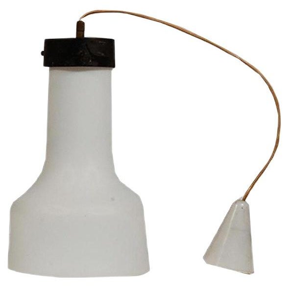 Satin White Glass Ceiling Lamp, Italy, 1960 For Sale - Image 6 of 6