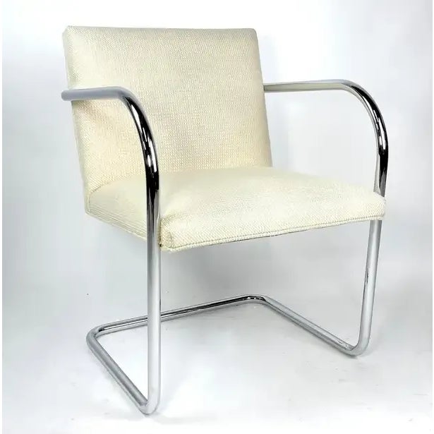 Set of 4 Mies Van Der Rohe for Knoll Brno Chairs in Cato Upholstery For Sale In New York - Image 6 of 11