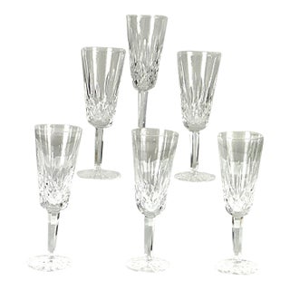 1990s Waterford, Crystal of Ireland-Makers of Luxury Premium Crystal “Lismore” Champagne, Flutes - Set of 6 For Sale