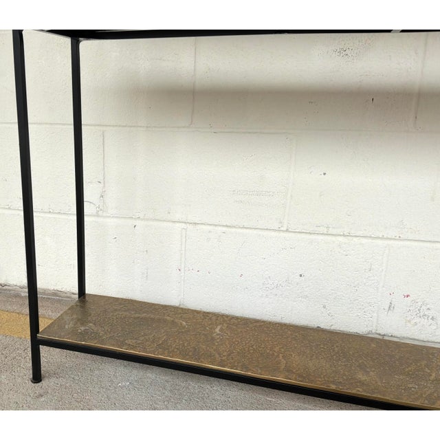 Modern Currey and Company Modern Brass Lathi Console Table For Sale - Image 3 of 5