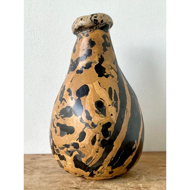 This striking artisanal vase is a masterclass in Postmodern organic design, showcasing the sophisticated scagliola...