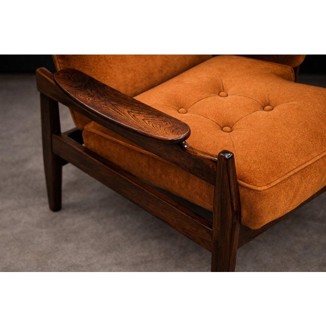 Alexandre Rapoport Brazilian Rosewood Armchair With Ottoman in Burnt Caramel Mohair, Brazil, 1960s For Sale - Image 11 of 17