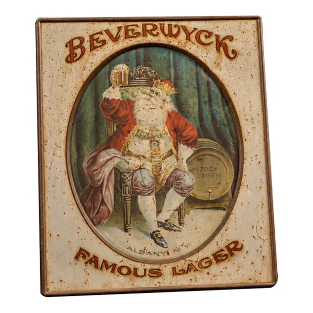 Early 20th Century Beverwyck King Gambrinus Self-Framed Sign For Sale