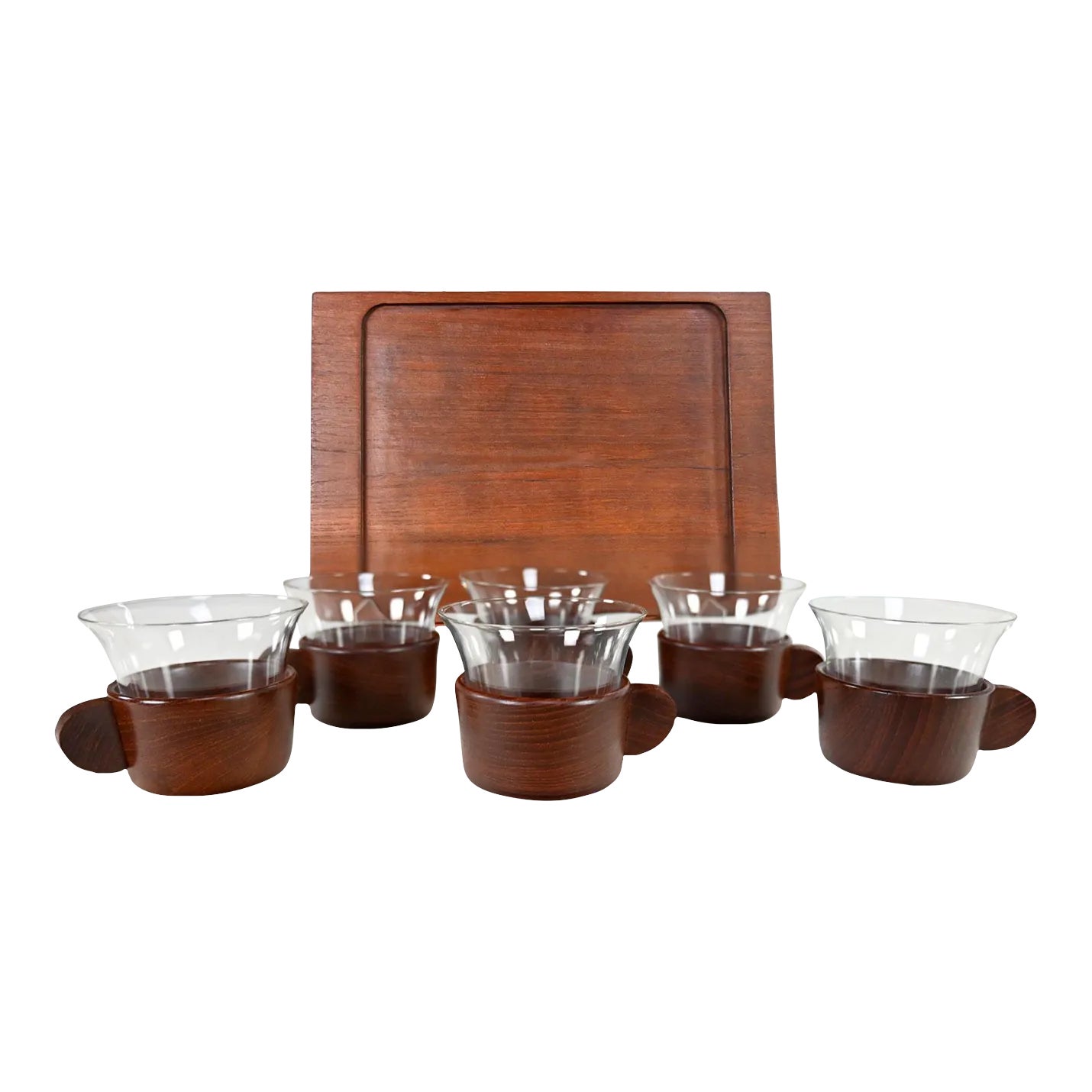 Vintage Mid Century Modern Galatix Hand Made Burma Teak Tea Service Set ...