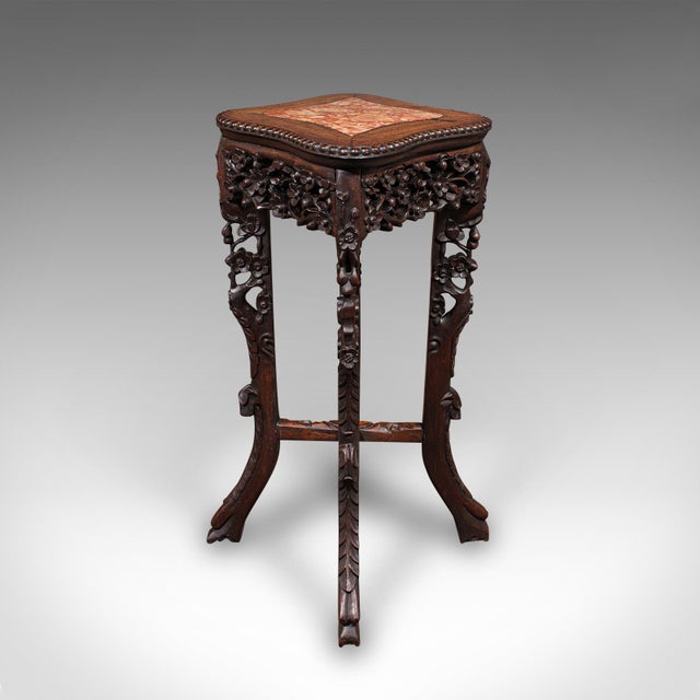 Victorian Small Antique Jardiniere Stand, Oriental, Marble, Wine, Lamp Table, Victorian For Sale - Image 3 of 12