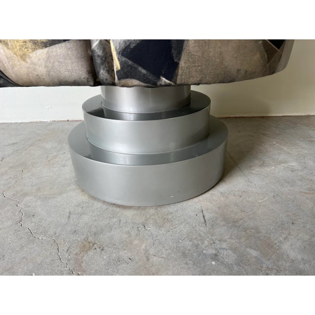 80's Karl Springer - Style Postmodern Swivel Lounge Chair For Sale - Image 11 of 11