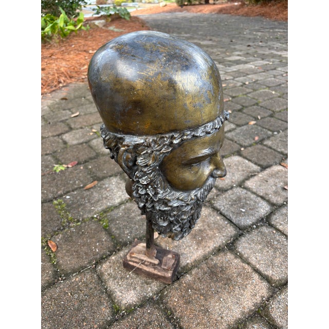 Grand Tour Vintage Metal Bust of Greek or Roman Scholar For Sale - Image 3 of 7
